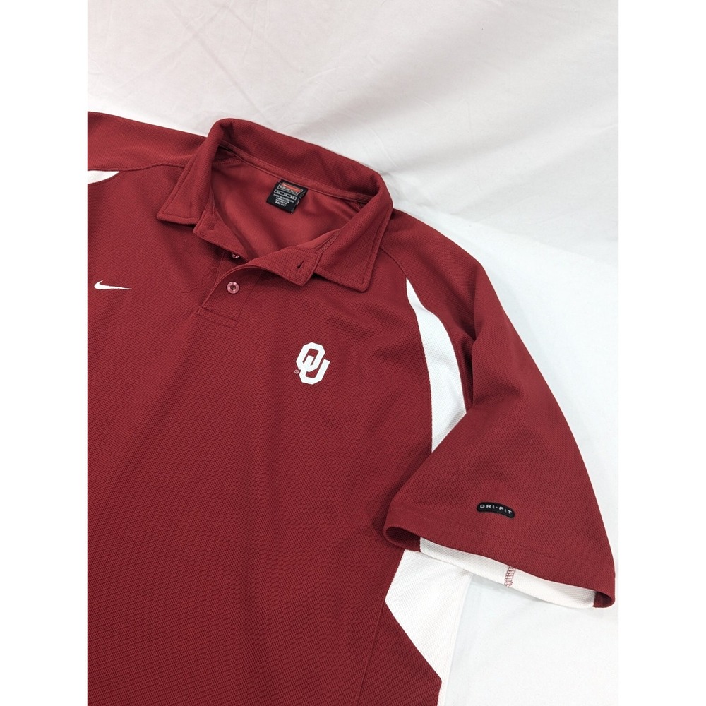 Vtg OU Nike Polo Shirt XL Mens‎ Team Nike Y2K Oklahoma Sooners Red White Dri Fit